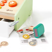 Wooden cash register - toy with accessories