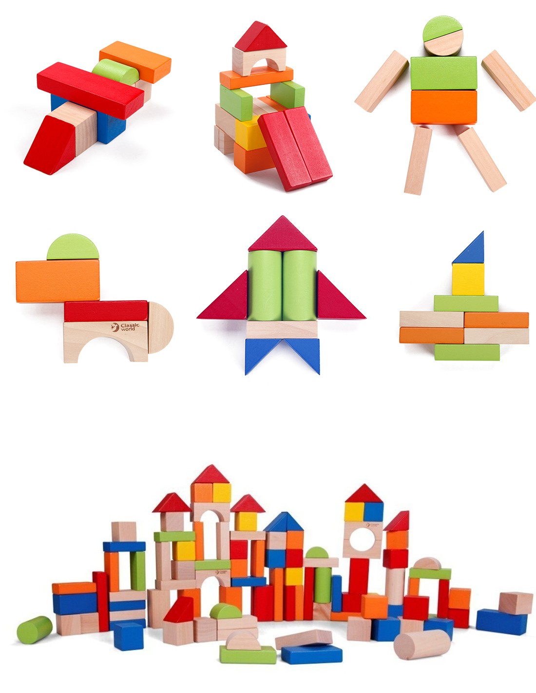 Wooden constructor with cubes - 100 pcs.