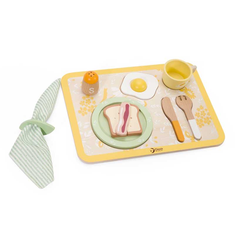 Children's wooden retro breakfast tray