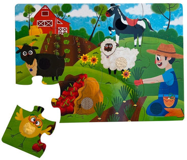 Children's puzzle - DinoMini Feel and Touch, Farm