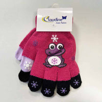 Children's gloves Zabka, pink/black, 6-10 years.