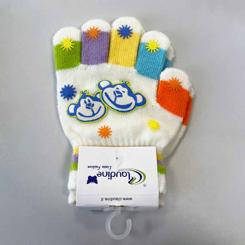 Children's gloves Monkey, white, 3-5 years.