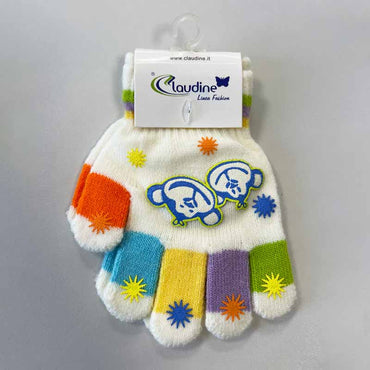 Children's gloves Monkey, white, 3-5 years.