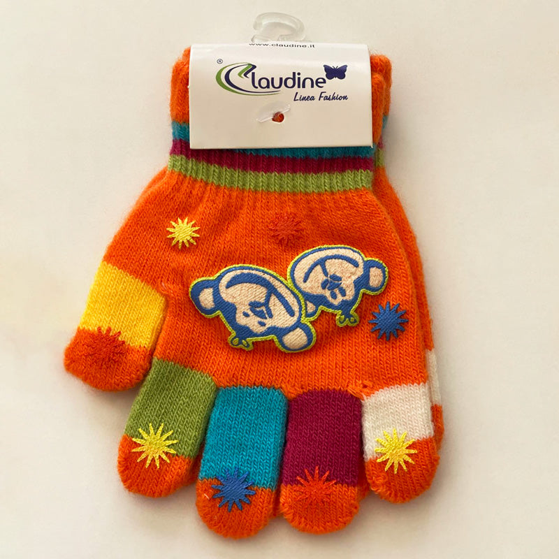 Children's gloves Monkey, orange, 3-5 years.