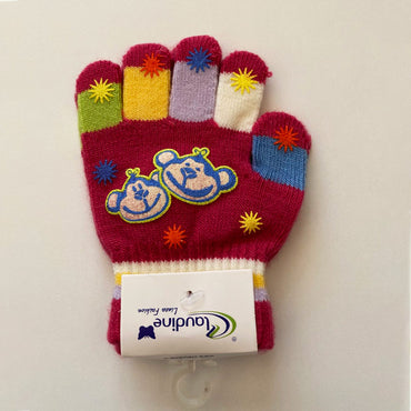 Children's gloves Monkey, violet, 3-5 years.