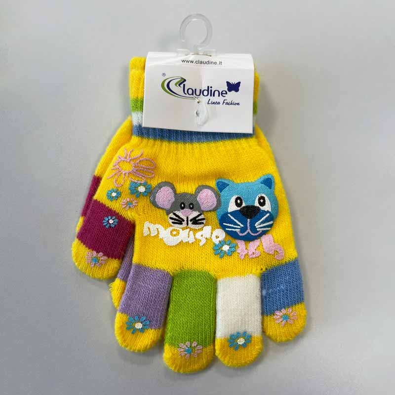 Children's gloves Mouse, yellow, 3-5 years.