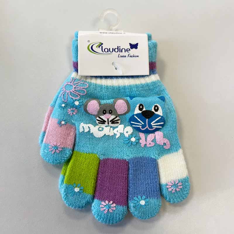 Children's gloves Mouse, blue, 3-5 years.