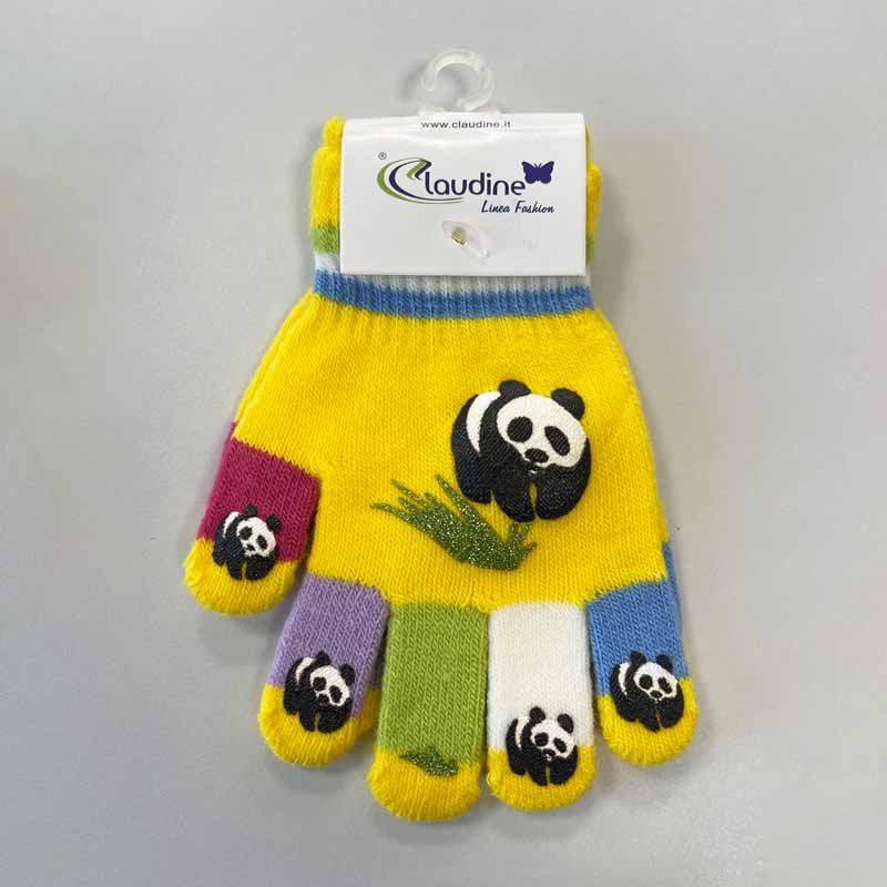 Children's gloves Panda, yellow, 3-5 years.