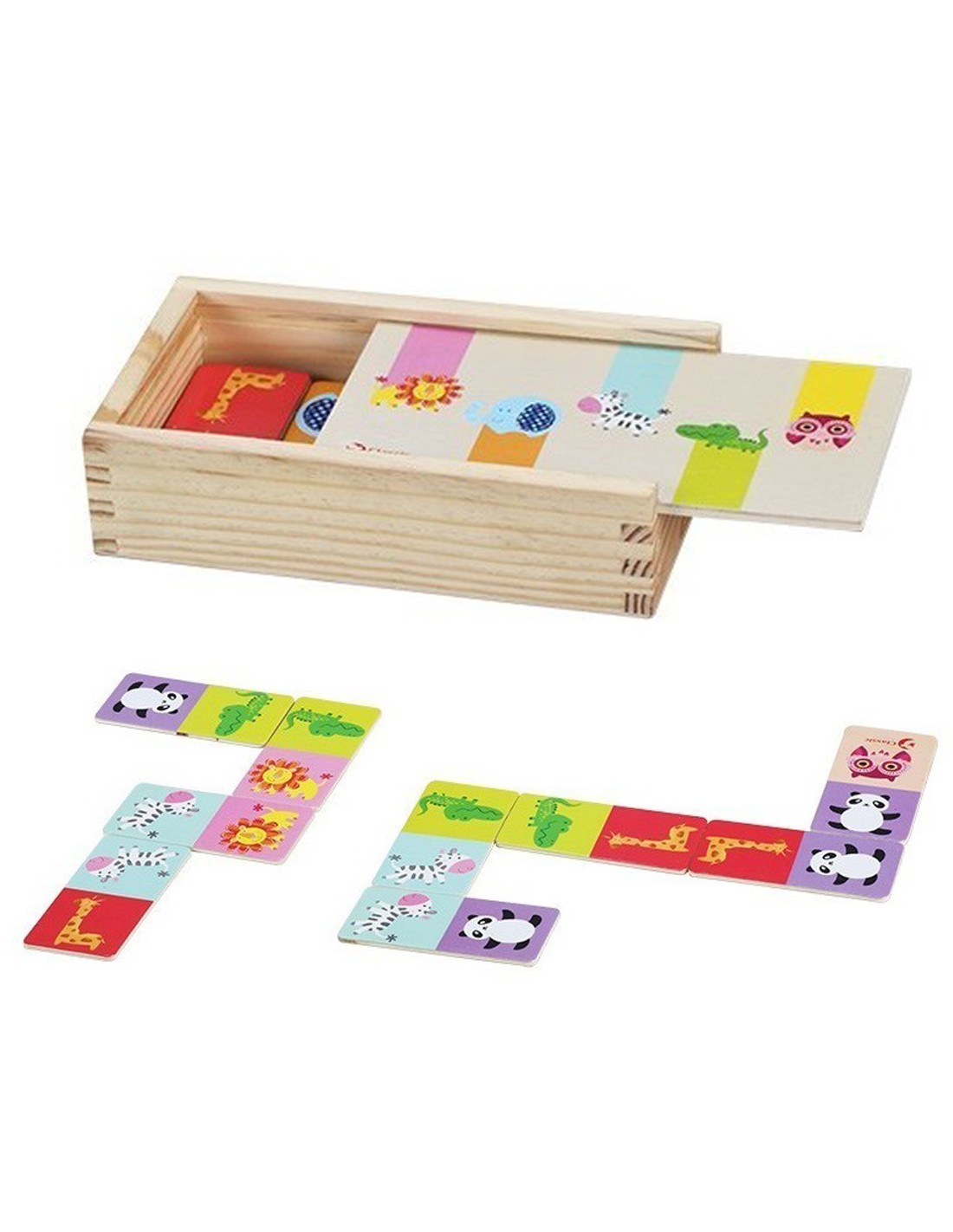 Children's wooden dominoes with animals