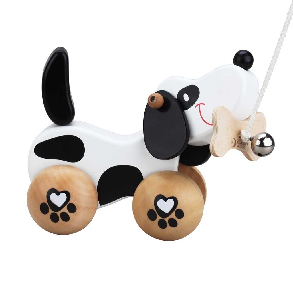 Children's wooden pull dog