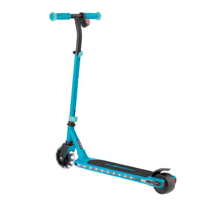 Electric scooter with light platform and wheels GLOBBER E-MOTION 6 - emerald green