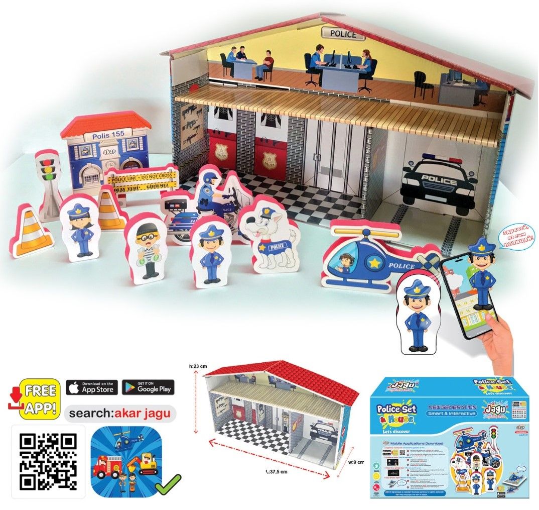 Talking toy set - Police station and house, 12 pieces