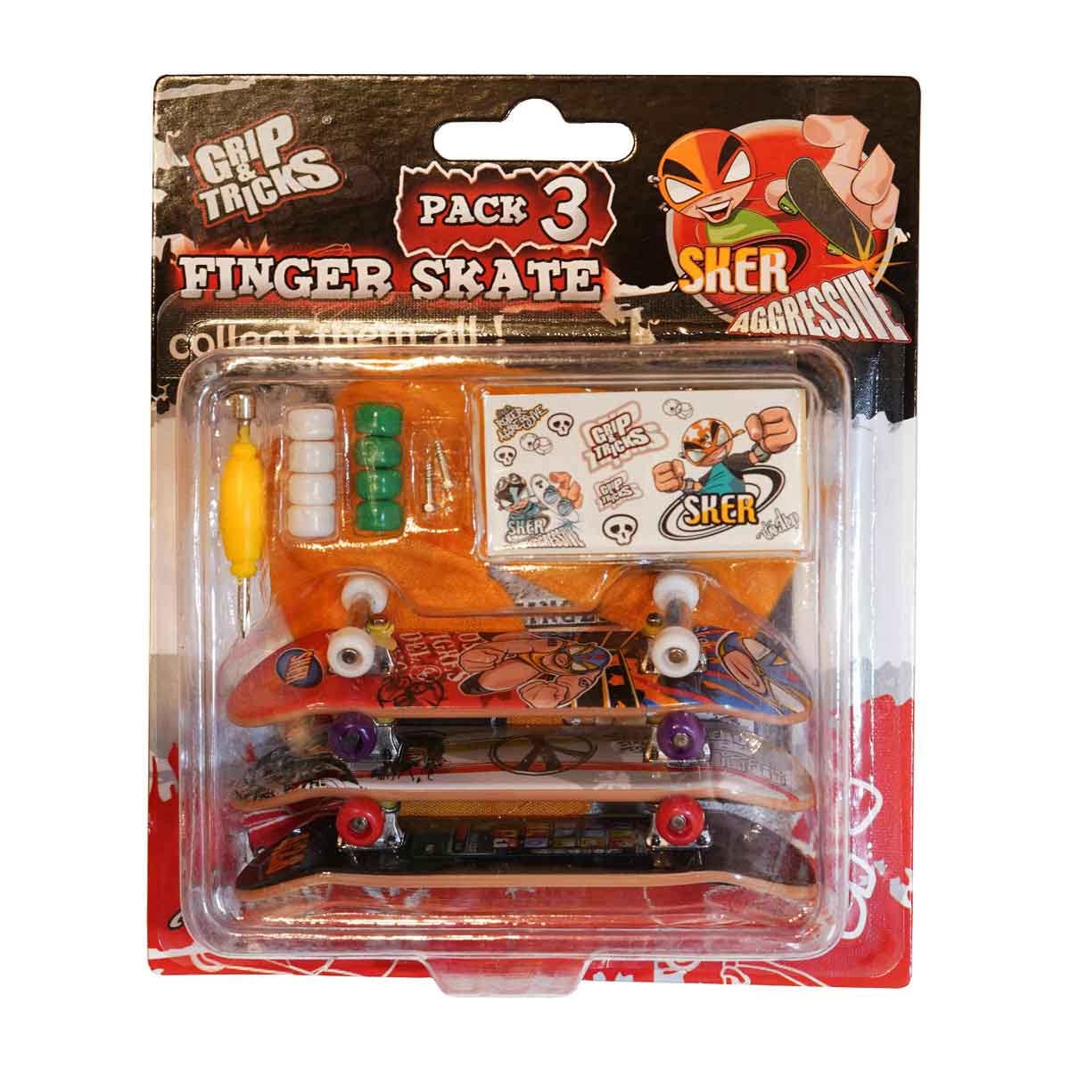 Set of 3 finger toys skateboards 