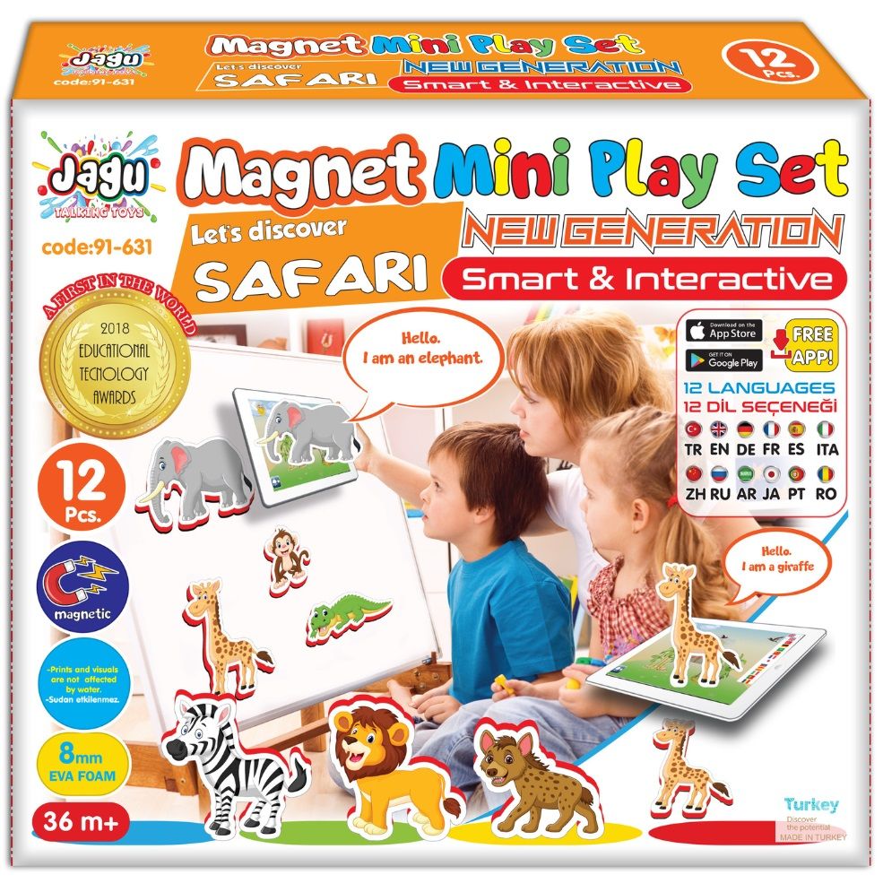 Set - Magnetic talking toys, safari, 12 pieces