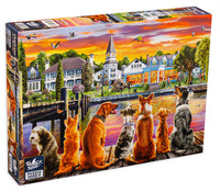 Black Sea 1000 piece puzzle - Dogs on the Pier by Adrian Chesterman