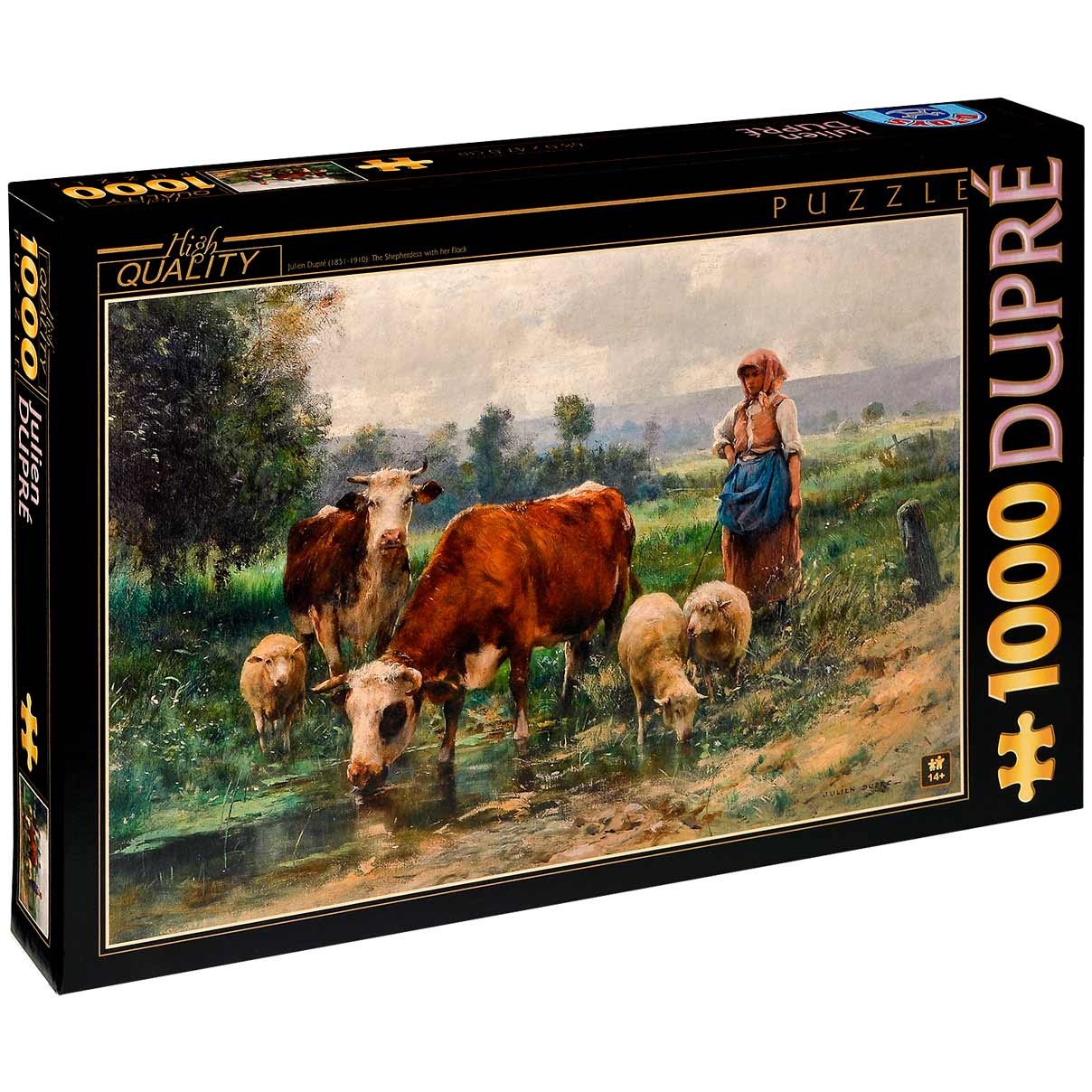 D-Toys 1000 Piece Jigsaw Puzzle - Shepherdess With Her Flock, Julien Dupre