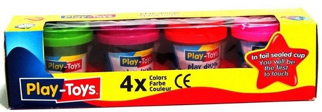 Пластилин PlayToys, 4 цвята, 4 х 50 g, асортимент