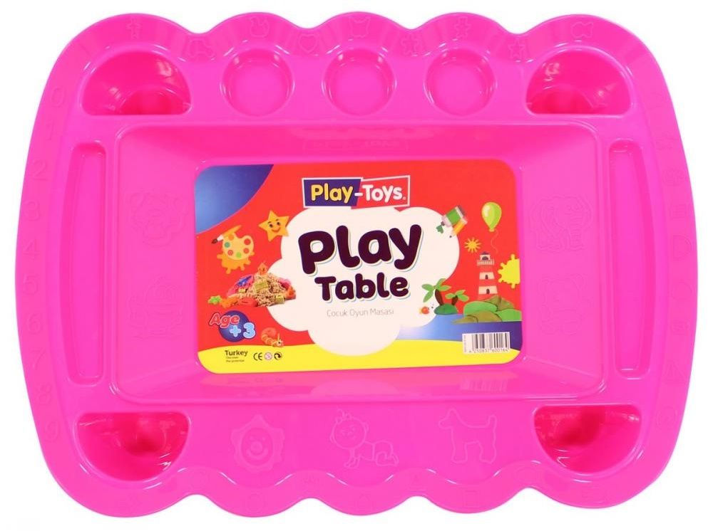 Play board with kinetic sand and plasticine, pink