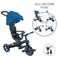 4 in 1 GLOBBER EXPLORER TRIKE with canopy in royal blue