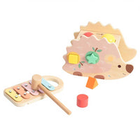 Funny wooden hedgehog - a sorter with a xylophone in pastel colors